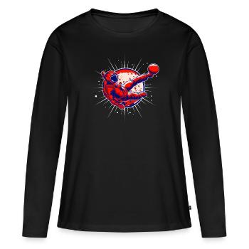 Astronaut Football Kick - Women's Premium Organic Long Sleeve Shirt - black - Front - Julia (174cm)