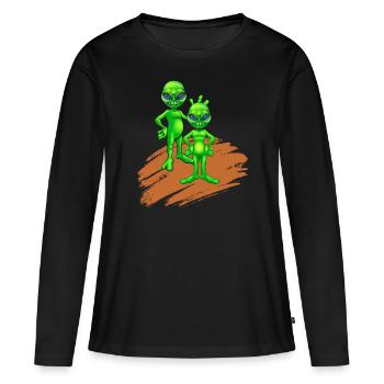 L’humour de Mars - T-shirt manches longues Premium bio Femme - noir - Devant - Julia (174cm)