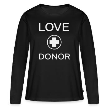 Liebe SPENDER - Frauen Premium Bio Langarmshirt - Schwarz - Vorne - Julia (174cm)