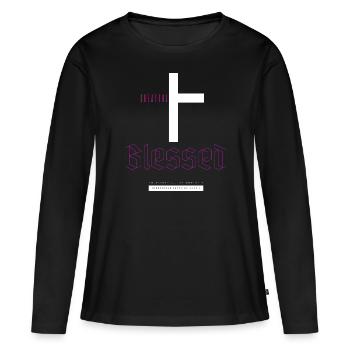 Grateful Cross Streetwear - Frauen Premium Bio Langarmshirt - Schwarz - Vorne - Julia (174cm)