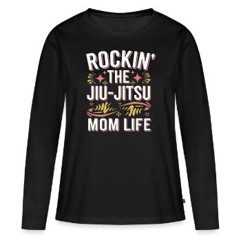 Cooles Design für Jiu-Jitsu-Mütter - Frauen Premium Bio Langarmshirt - Schwarz - Vorne - Julia (174cm)