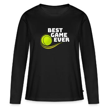 Tennis, meilleur jeu, sport de balle, raquettes - T-shirt manches longues Premium bio Femme - noir - Devant - Julia (174cm)