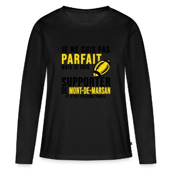 rugby stade Mont de marsan club rugby montois SM - T-shirt manches longues Premium bio Femme - noir - Devant - Julia (174cm)
