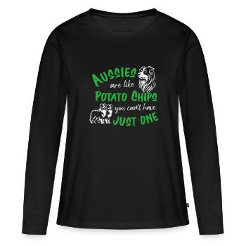 Les Australiens sont comme des croustilles - vertes - T-shirt manches longues Premium bio Femme - noir - Devant - Julia (174cm)