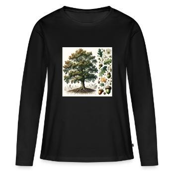 Eiche Botanik - Frauen Premium Bio Langarmshirt - Schwarz - Vorne - Julia (174cm)