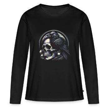 Prophète de l’éclipse - T-shirt manches longues Premium bio Femme - noir - Devant - Julia (174cm)