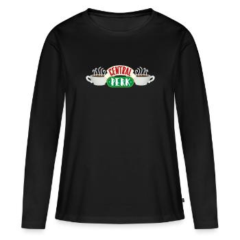 Friends Central Perk - T-shirt manches longues Premium bio Femme - noir - Devant - Julia (174cm)