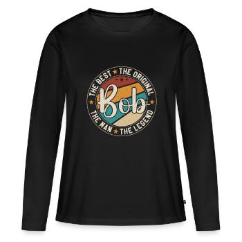 BOB First Name Retro Bob Funny Christmas Joke Bob - T-shirt manches longues Premium bio Femme - noir - Devant - Julia (174cm)