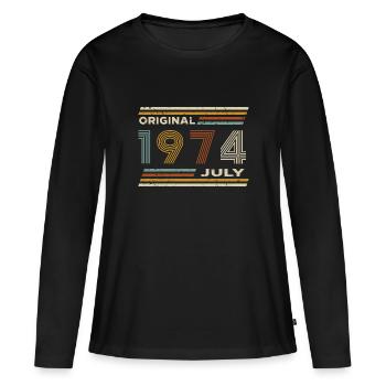 50e anniversaire juillet 1974 Vintage Original rétro - T-shirt manches longues Premium bio Femme - noir - Devant - Julia (174cm)