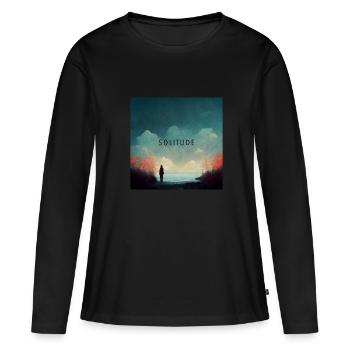 Solitude - Lonely Man - T-shirt manches longues Premium bio Femme - noir - Devant - Julia (174cm)