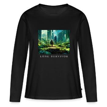 Survivant solitaire seulement survivant - T-shirt manches longues Premium bio Femme - noir - Devant - Julia (174cm)