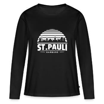 St Pauli Skyline Hamburg Souvenir St. Pauli - T-shirt manches longues Premium bio Femme - noir - Devant - Julia (174cm)