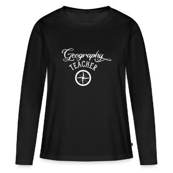 Géographie Professeur De Géographie Géographe Géographe - T-shirt manches longues Premium bio Femme - noir - Devant - Julia (174cm)