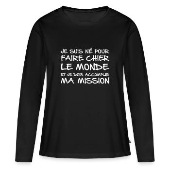 Dois Accomplir Ma Mission - T-shirt manches longues Premium bio Femme - noir - Devant - Julia (174cm)
