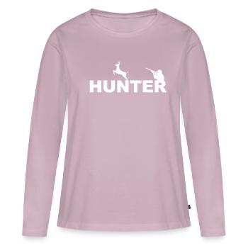 Jäger Motiv weiß - Frauen Premium Bio Langarmshirt - Altrosa - Vorne - Julia (174cm)
