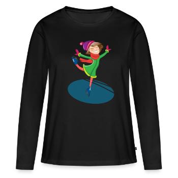 Eiskunstläuferin - Frauen Premium Bio Langarmshirt - Schwarz - Vorne - Julia (174cm)