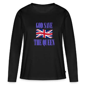 Dieu sauve la Reine - T-shirt manches longues Premium bio Femme - noir - Devant - Julia (174cm)