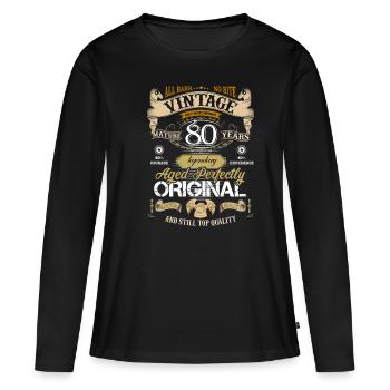 80th birthday - Women's Premium Organic Long Sleeve Shirt - black - Front - Julia (174cm)