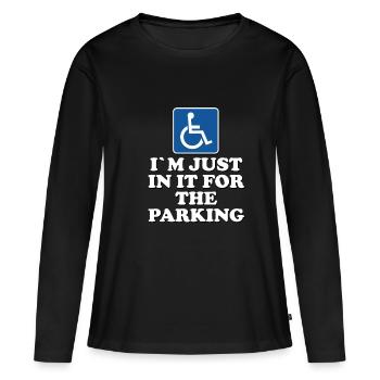 je suis juste dedans pour le parking - T-shirt manches longues Premium bio Femme - noir - Devant - Julia (174cm)