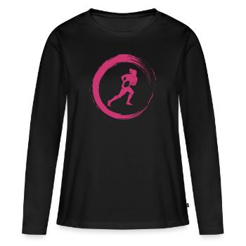 Rugby Frauenpower - Frauen Premium Bio Langarmshirt - Schwarz - Vorne - Julia (174cm)
