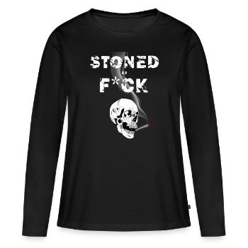 stoned weed cannabis weed marihuana THC Gras 420 - T-shirt manches longues Premium bio Femme - noir - Devant - Julia (174cm)