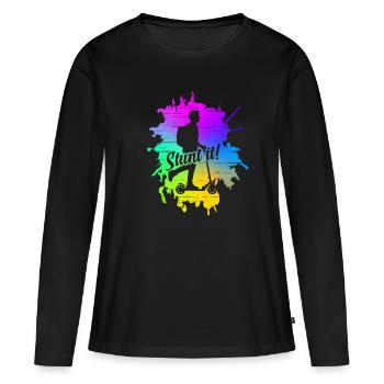 Stunt Scooter vintage retro Stunt It Gifts - T-shirt manches longues Premium bio Femme - noir - Devant - Julia (174cm)