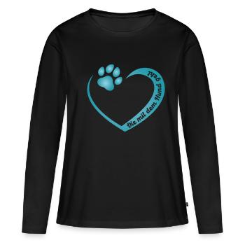 Die mit dem Hund geht - Frauen Premium Bio Langarmshirt - Schwarz - Vorne - Julia (174cm)