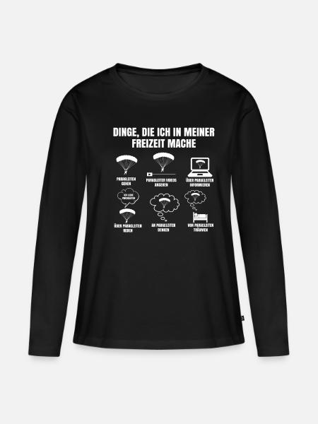 Dinge Die Ich In Meiner Freizeit Mache Paragleiten - Frauen Premium Bio Langarmshirt - Schwarz