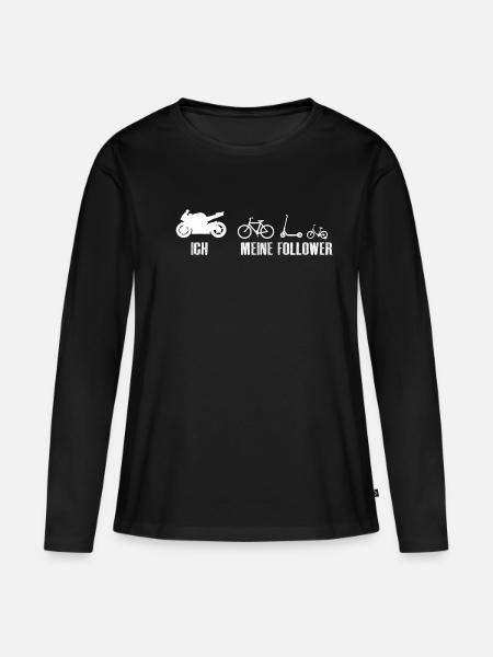 Evolution Motorradfahrer Biker Meine Follower - Frauen Premium Bio Langarmshirt - Schwarz