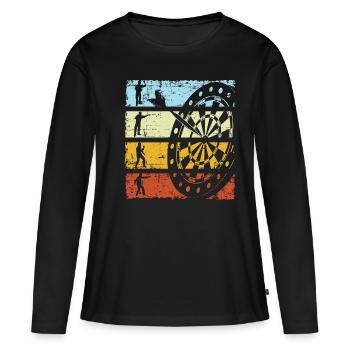Fléchettes rétro Fléchettes Fléchettes vintage Fléchettes fléchettes - T-shirt manches longues Premium bio Femme - noir - Devant - Julia (174cm)