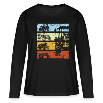 Retro Tractor Farmer Trecker Farmer Vintage - Women's Premium Organic Long Sleeve Shirt - black - Front - Julia (174cm)