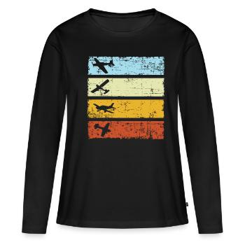 Modellflug Modellflieger retro vintage Modellflug - Frauen Premium Bio Langarmshirt - Schwarz - Vorne - Julia (174cm)