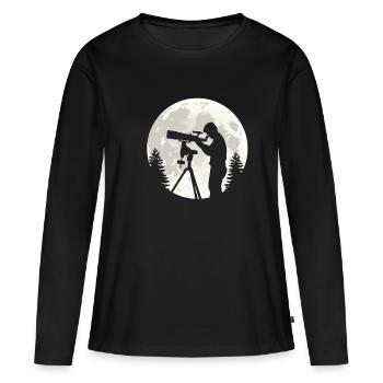 Astronome Lune de lune télescope télescope - T-shirt manches longues Premium bio Femme - noir - Devant - Julia (174cm)
