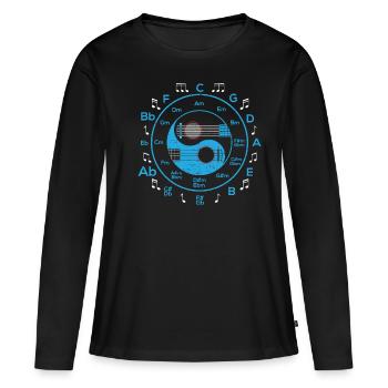 Yin Yang Acoustic Guitar Guitar Player Chords - T-shirt manches longues Premium bio Femme - noir - Devant - Julia (174cm)