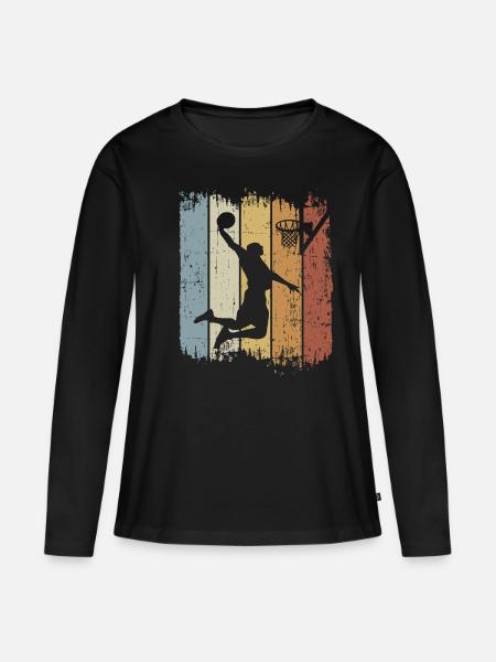 Retro Vintage Basketball für Basketballspieler - Frauen Premium Bio Langarmshirt - Schwarz