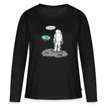 Flat Earth That Sucks Astronaut - Frauen Premium Bio Langarmshirt - Schwarz - Vorne - Julia (174cm)