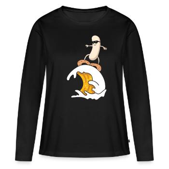 Saucisse blanche Vague de bière surf surf bière - T-shirt manches longues Premium bio Femme - noir - Devant - Julia (174cm)