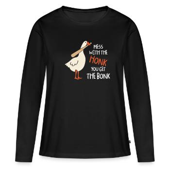 Mess With The Honk You Get Bonk Gans Baseball - T-shirt manches longues Premium bio Femme - noir - Devant - Julia (174cm)