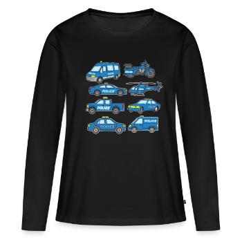 Polizeiwagen Einsatzfahrzeug Cop Polizei Polizist - Frauen Premium Bio Langarmshirt - Schwarz - Vorne - Julia (174cm)