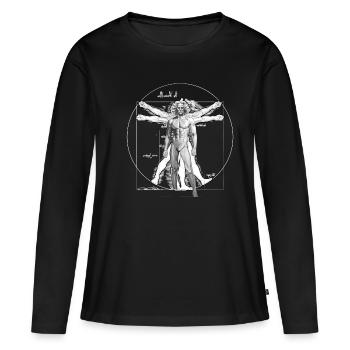 Vitruvian Tired Man Leonardo Da Vinci Vitruvian - T-shirt manches longues Premium bio Femme - noir - Devant - Julia (174cm)
