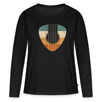 Vintage Guitar Pick Guitarist Acoustic Player - T-shirt manches longues Premium bio Femme - noir - Devant - Julia (174cm)