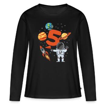 Astronaut birthday 5 years - Women's Premium Organic Long Sleeve Shirt - black - Front - Julia (174cm)