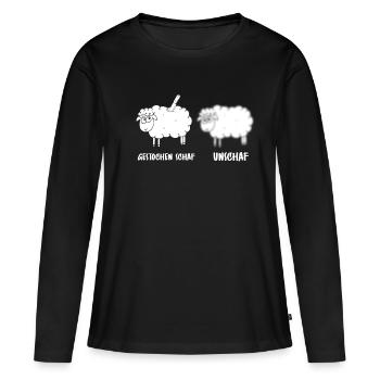 Schaf Unschaf Gestochen Schaf Schafe Brillenträger - Frauen Premium Bio Langarmshirt - Schwarz - Vorne - Julia (174cm)