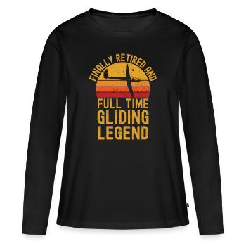 Pension de glisse rétro vintage - T-shirt manches longues Premium bio Femme - noir - Devant - Julia (174cm)