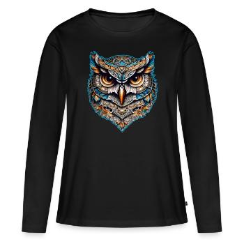 Coole Steampunk Eule - Frauen Premium Bio Langarmshirt - Schwarz - Vorne - Julia (174cm)