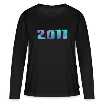 Geburtstagsgeschenk 2011 Jahrgang 2011 Retro 2011 - Frauen Premium Bio Langarmshirt - Schwarz - Vorne - Julia (174cm)