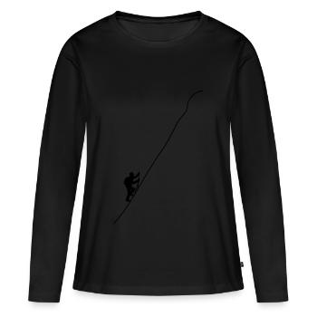Bergwanderer an steilem Hang - Frauen Premium Bio Langarmshirt - Schwarz - Vorne - Julia (174cm)