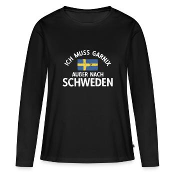 Muss Nur Nach Schweden Flagge Schweden - Frauen Premium Bio Langarmshirt - Schwarz - Vorne - Julia (174cm)