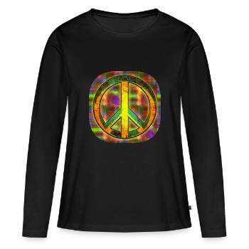 Peace [Zeichen] - Frauen Premium Bio Langarmshirt - Schwarz - Vorne - Julia (174cm)