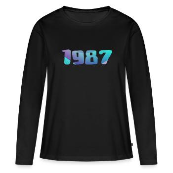 Geburtstagsgeschenk 1987 Jahrgang 1987 Retro 1987 - Frauen Premium Bio Langarmshirt - Schwarz - Vorne - Julia (174cm)